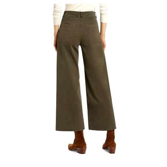 Nili Lotan 6 Megan Wide Leg High Rise Cotton Twill Pants Cropped Olive Green - Picture 6 of 6